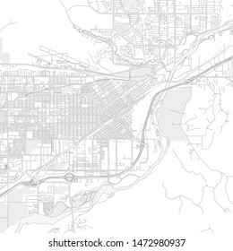 Billings, Montana, USA, bright outlined vector map with bigger and minor roads and steets created for infographic backgrounds.