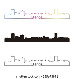 Billings  skyline linear style with rainbow in editable vector file