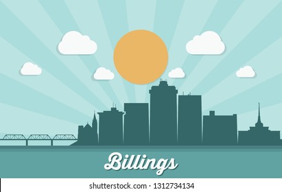 Billings skyline - Montana, United States of America, USA - vector illustration