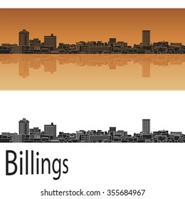 Billings skyline in orange background in editable vector file