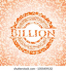 Billion abstract orange mosaic emblem with background