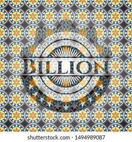 Billion arabic style badge. Arabesque decoration.