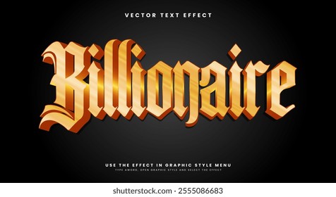 Billionaire golden Style editable text effect Template Premium Vector