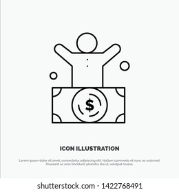 Billionaire, Man, Millionaire, Person, Rich Line Icon Vector