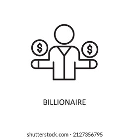 Billionaire Vector Outline Icon Design Illustration. Fintech Symbol On White Background EPS 10 File