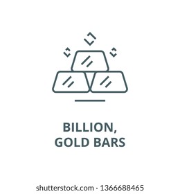 Billion,gold bars line icon, vector. Billion,gold bars outline sign, concept symbol, flat illustration
