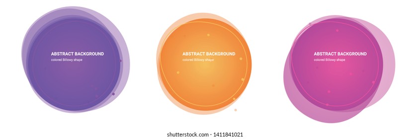 Billowy Shape Minimal Design Multicolored Gradients Abstract Backgrounds for Banner, Presentation. Isolated Round Design Elements with Wavy Shape in Purple, Cerise, Violet Red colors.Vector.