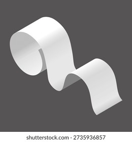 Bills blank. Empty receipt, isometric paper sheets. 3D atm tickets, market vouchers or payment documents vector templates, Curled Paper Ribbon Isolated on Gray Background