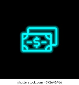 Bills blue glowing neon ui ux icon. Glowing sign logo vector