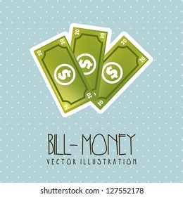 bills cartoon over blue background. vector illustration