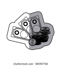 bills and coin icon stock, vector illustration design