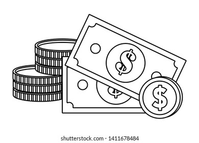 Bills and coins design vector illustration