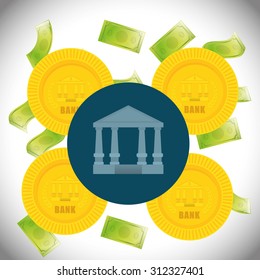 Bills and coins digital design, vector illustration 10 eps graphic
