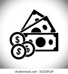 Bills and coins digital design, vector illustration 10 eps graphic