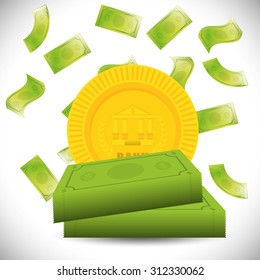 Bills and coins digital design, vector illustration 10 eps graphic