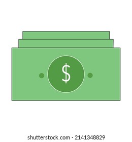 Bills of dollars in the form of an icon on a white background. Vector isolated image for web design