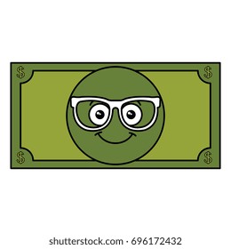 bills dollars with glasses kawaii character
