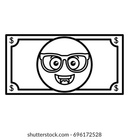 bills dollars with glasses kawaii character