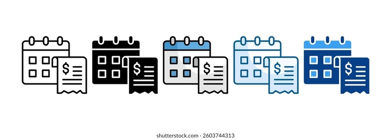 Bills Due Icon Set Multiple Style Collection