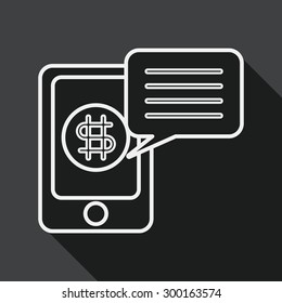 bills flat icon with long shadow, line icon
