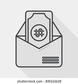 bills flat icon with long shadow, line icon