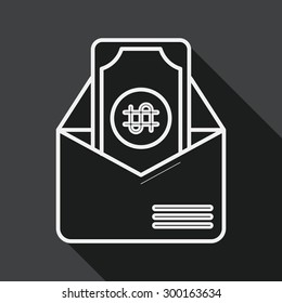bills flat icon with long shadow, line icon
