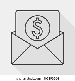 bills flat icon with long shadow, line icon