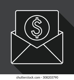 bills flat icon with long shadow, line icon