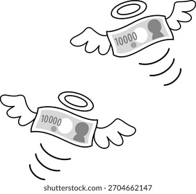 Los billetes volando por el cielo