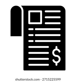Ilustración vectorial de diseño de glifo de icono de facturas
