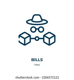 Bills icon. Linear vector illustration from taxes collection. Outline bills icon vector. Thin line symbol for use on web and mobile apps, logo, print media.