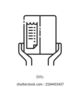 bills icon. Outline style icon design isolated on white background