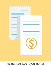 Bills and Invoice flat icon for Payment, bill, order, tax, finance and business web symbol concept Vector Illustration Isolated
