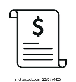 Rechnungen und Rechnungszeilen-Symbol für das Web-Symbol für Zahlung, Rechnung, Bestellung, Bestellung, Steuern, Finanzen und Unternehmen Vektorgrafik isoliert auf weißem Hintergrund