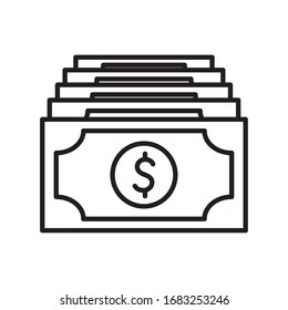 Bills line style icon of money financial item banking commerce market payment buy currency accounting and invest theme Vector illustration