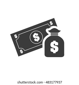 bills money with finace icon vector illustration design