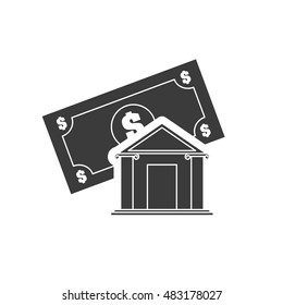 bills money with finace icon vector illustration design