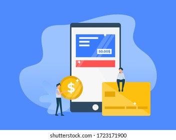 Bills online payment, mobile payment, shoping, banking. concept for web landing page template, banner, and presentation