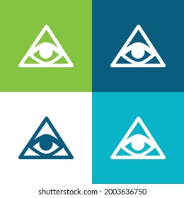 Bills Symbol Of An Eye Inside A Triangle Or Pyramid Flat four color minimal icon set