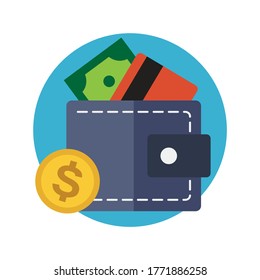bills and wallet design, Money finance commerce market payment invest and buy theme Vector illustration