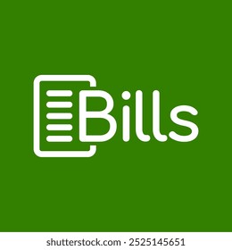 Bills word logo with payment bill paper icon