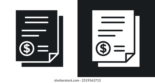 Billsline vector icon set in solid and outline style.