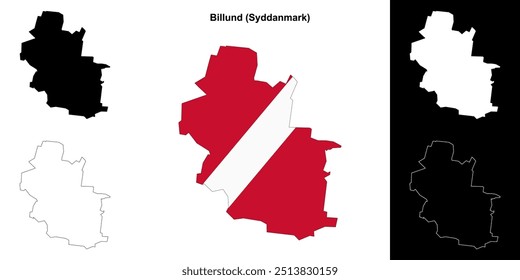 Mapa de Billund município esboço conjunto