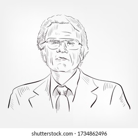 Billy Graham William Franklin Famous American Evangelist Christian Leader Vector Sketch Portrait