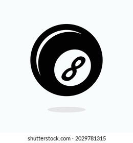 Billyard Icon. Black Ball,  Sphere No 8 Symbol  - Vector. 