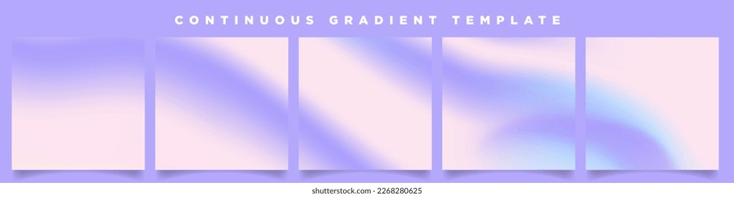 Biloba Flower and Amour Gradient Carousel Ad Template. Continuous Square Card Vector Template. Blue and Pink Five gradient backdrops. Perfect for designs, feeds, social media, web, banners. EPS 10.