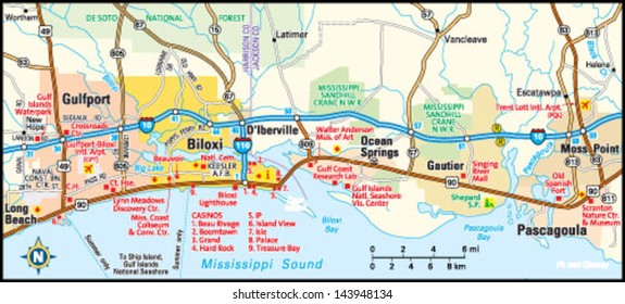 Biloxi, Mississippi Area Map