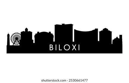 Silueta del horizonte de Biloxi. Diseño negro de la ciudad de Biloxi aislado en el fondo blanco. 