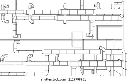 BIM airducts top view design 2d illustration vector eps 10 