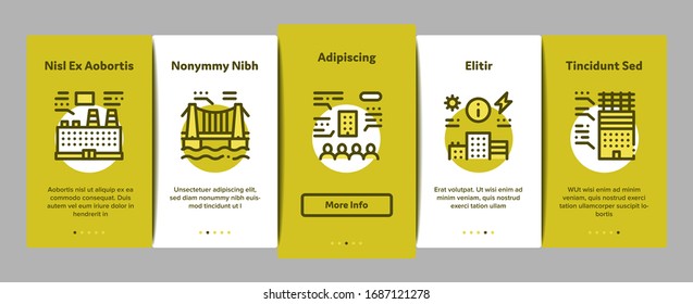 Bim Building Information Modeling Onboarding Mobile App Page Screen Vector. Building Document And Plan, Research And Build Construction, Bridge And Apartment Color Contour Illustrations